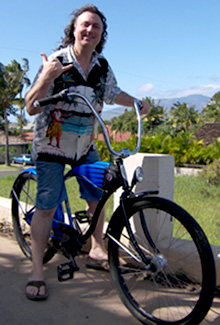 Howard Dinits Riding a bicycle in Maui Hawaii