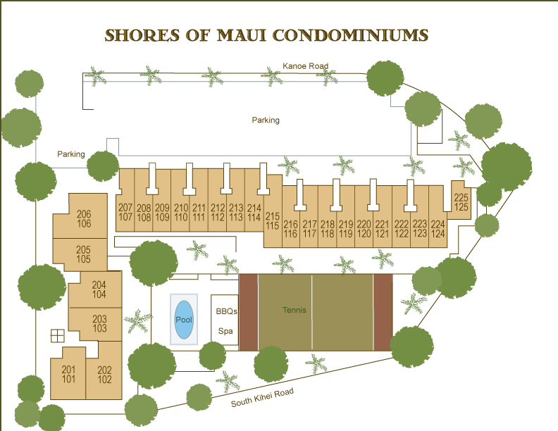shores of maui condo map
